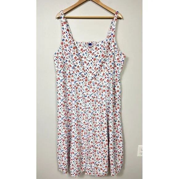 Old Navy | Dresses | Old Navy Dress Women 3x White Blue Red Linen Floral  Sleeveless Sundress Tropical | Poshmark